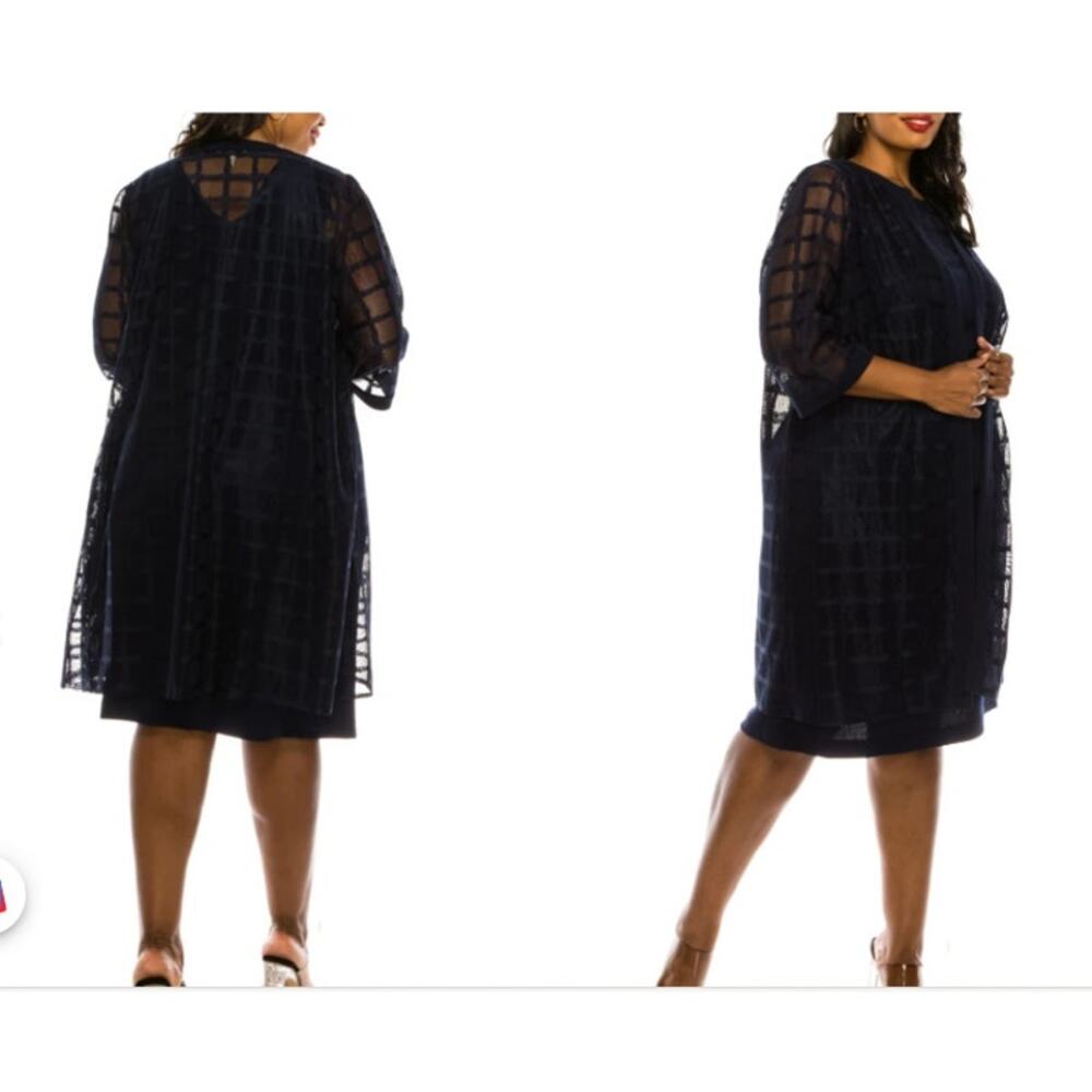 New NWT Maya Brooke Plus Size Short Jacket Size 22‎ Navy Sweater Jacket - Picture 3 of 10